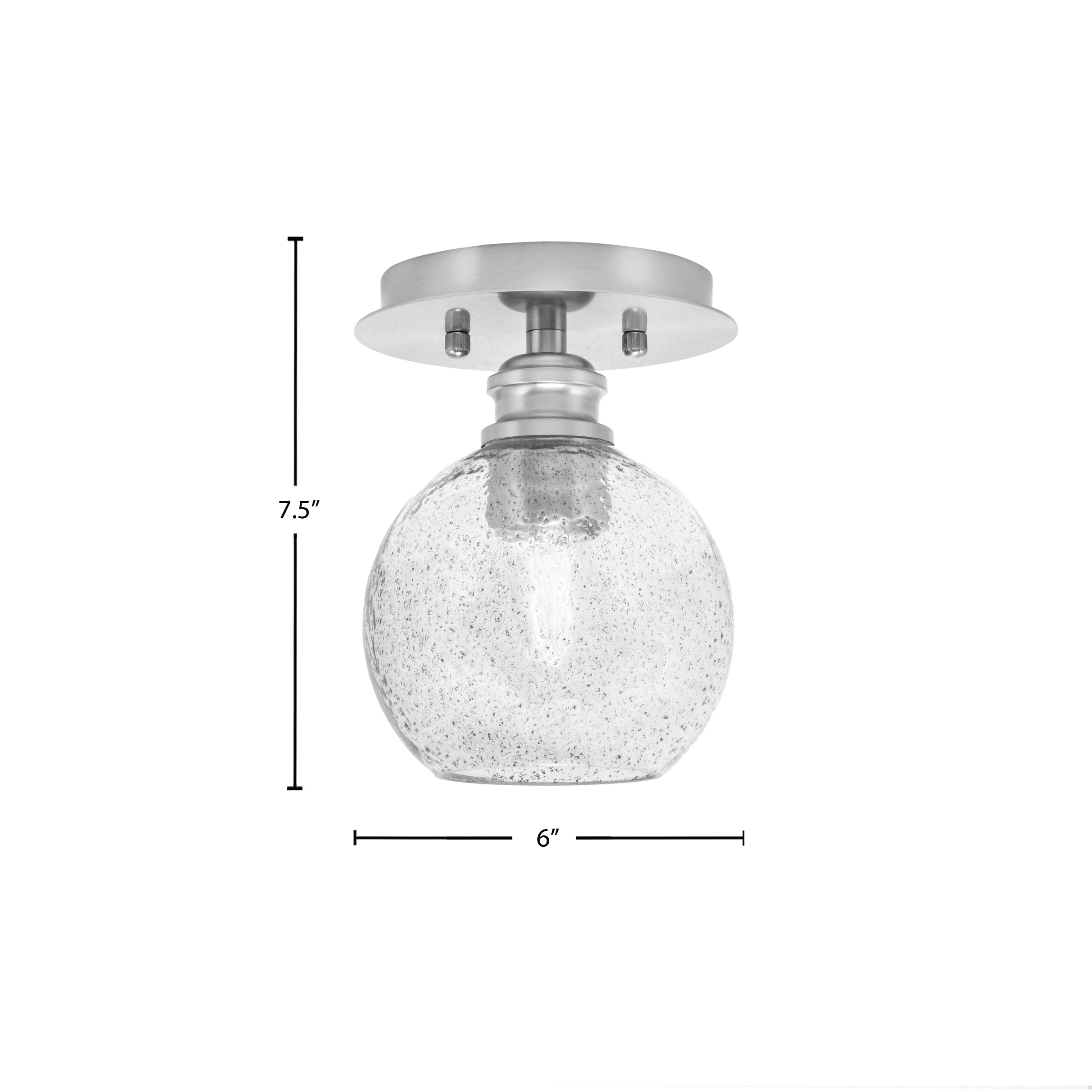 Edge One Light Semi-Flush Mount in Brushed Nickel with 5.75" Smoke Bubble Shade