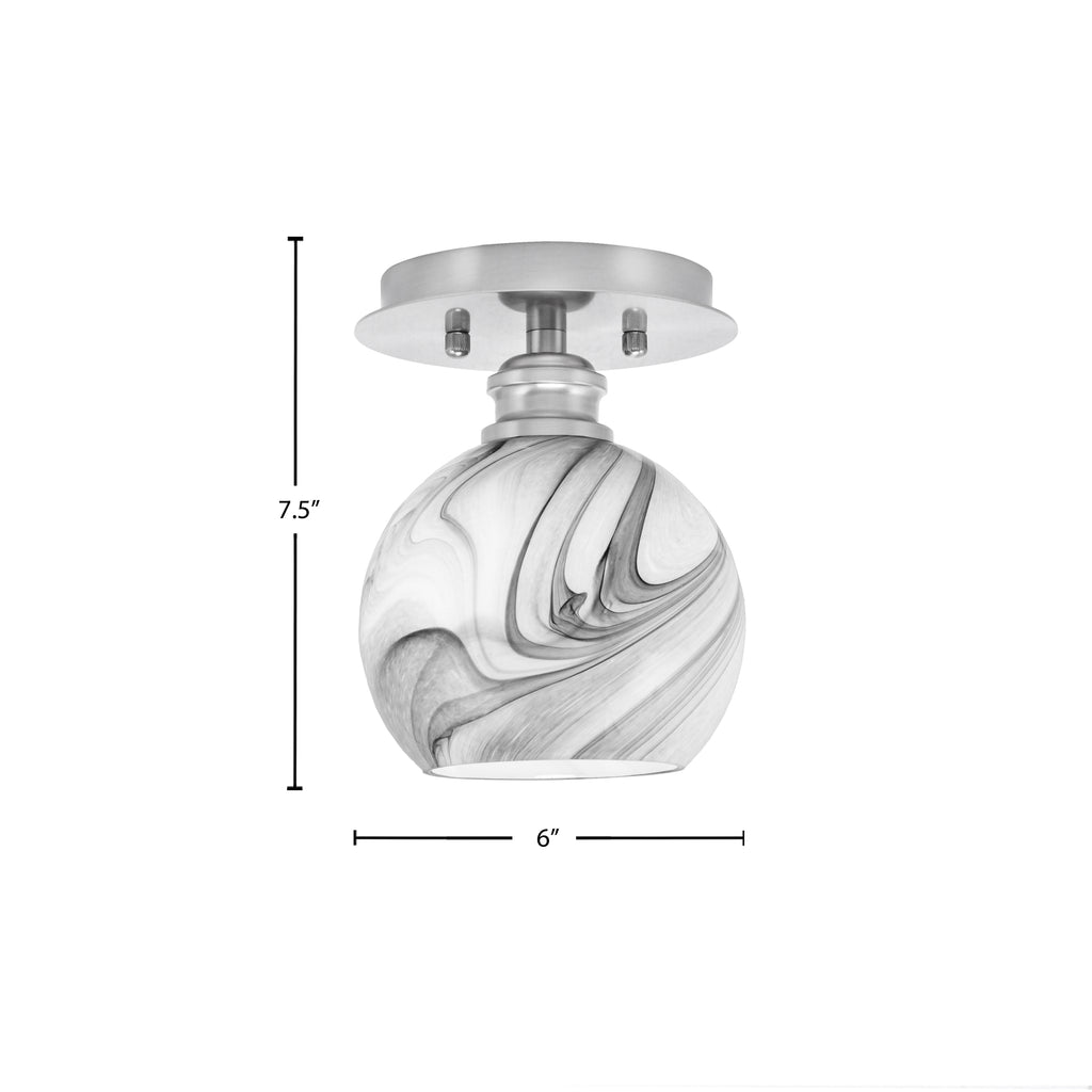 Edge One Light Semi-Flush Mount in Brushed Nickel with 5.75" Onyx Swirl Shade
