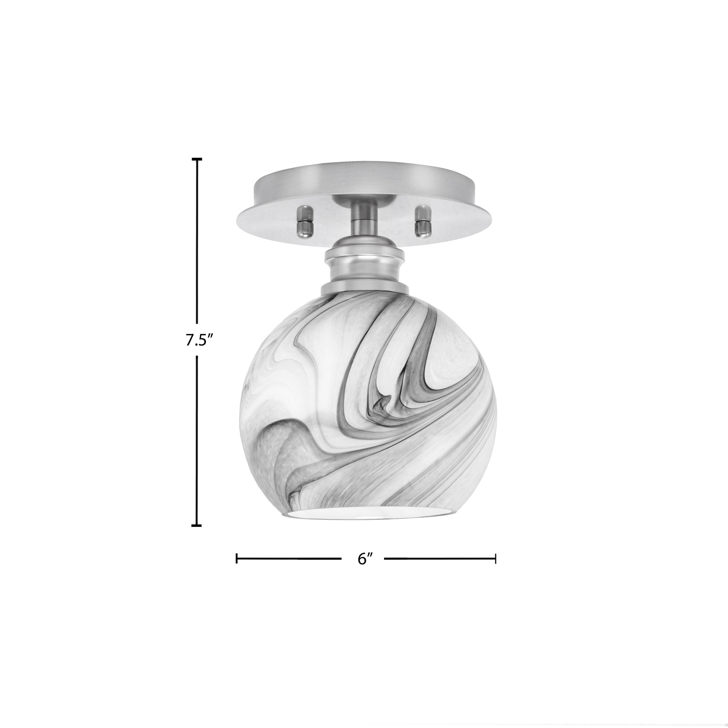 Edge One Light Semi-Flush Mount in Brushed Nickel with 5.75" Onyx Swirl Shade