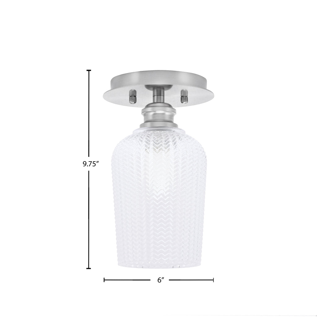 Edge One Light Semi-Flush Mount in Brushed Nickel with 5" Clear Textured Shade