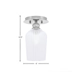 Edge One Light Semi-Flush Mount in Brushed Nickel with 5" Clear Textured Shade