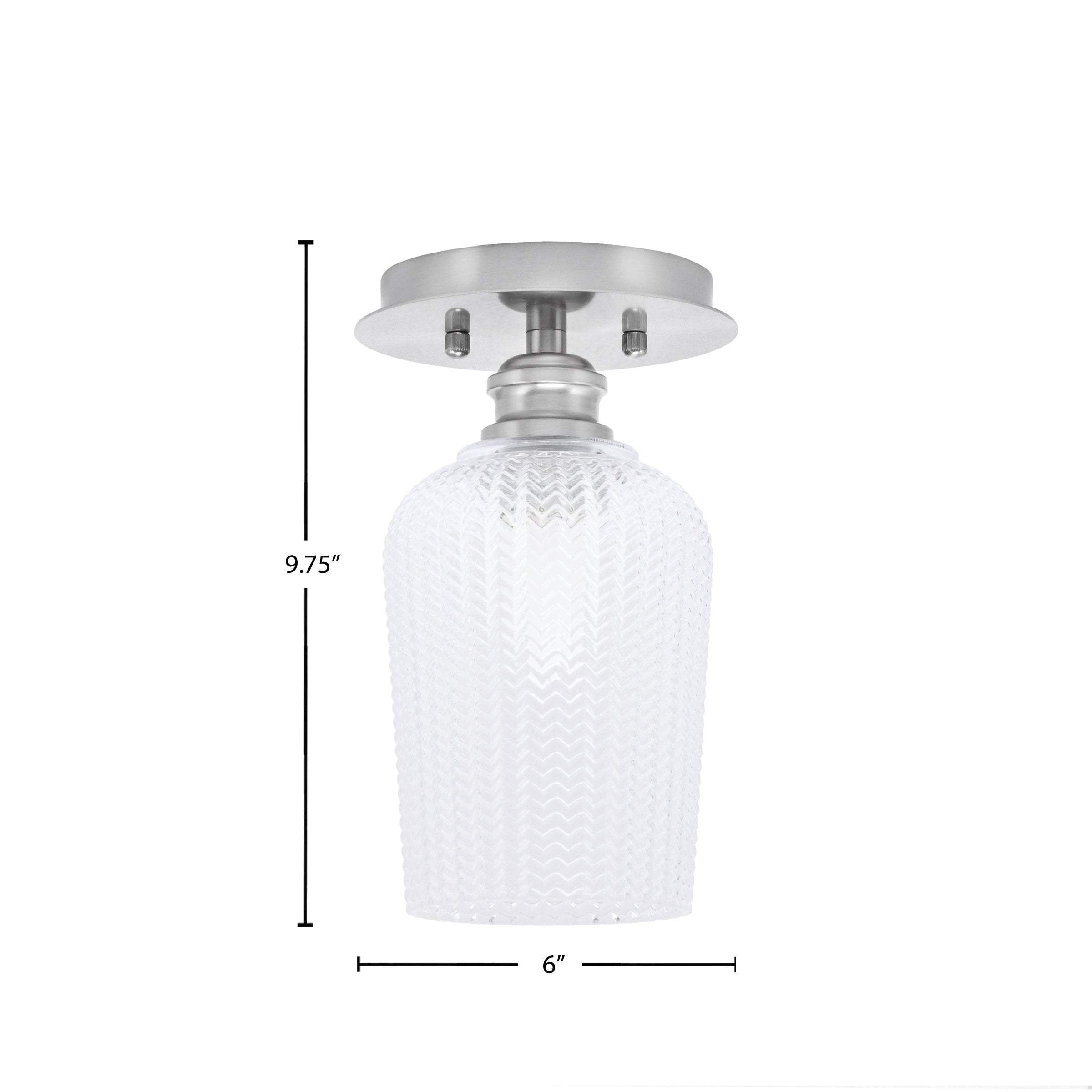 Edge One Light Semi-Flush Mount in Brushed Nickel with 5" Clear Textured Shade