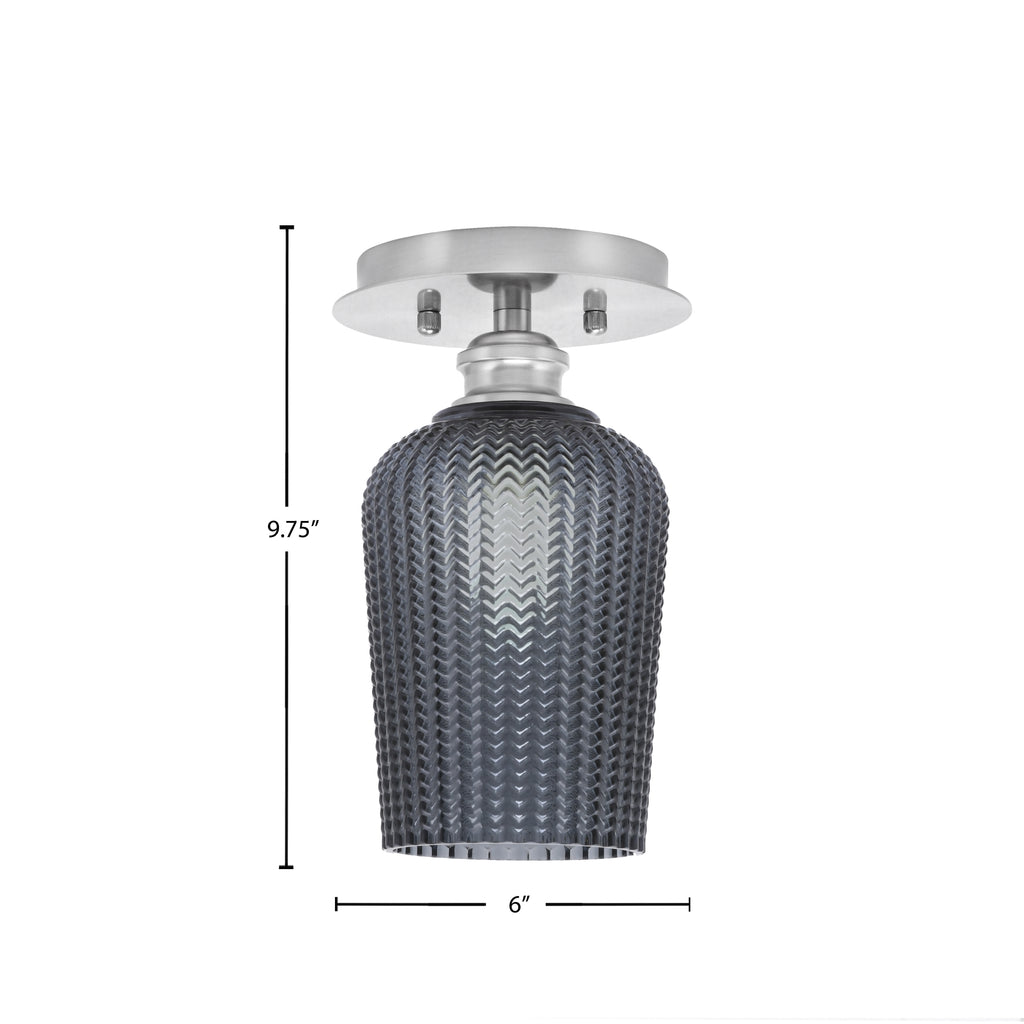 Edge One Light Semi-Flush Mount in Brushed Nickel with 5" Smoke Textured Shade