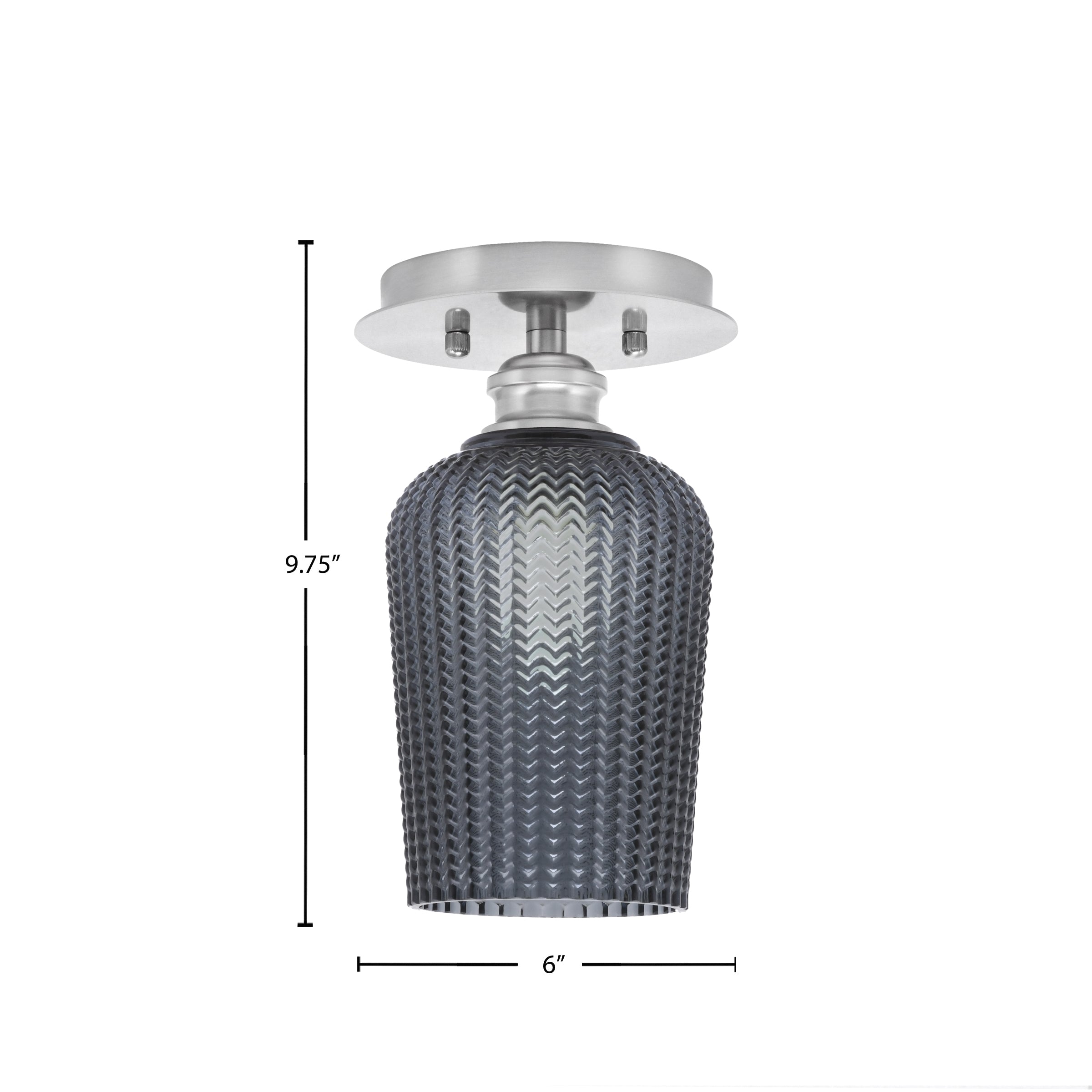 Edge One Light Semi-Flush Mount in Brushed Nickel with 5" Smoke Textured Shade