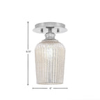 Edge One Light Semi-Flush Mount in Brushed Nickel with 5" Silver Textured Shade