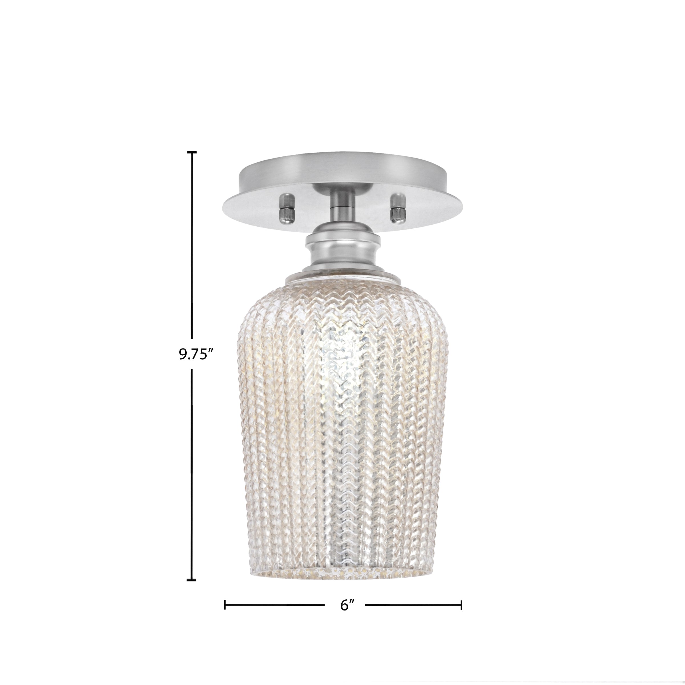 Edge One Light Semi-Flush Mount in Brushed Nickel with 5" Silver Textured Shade
