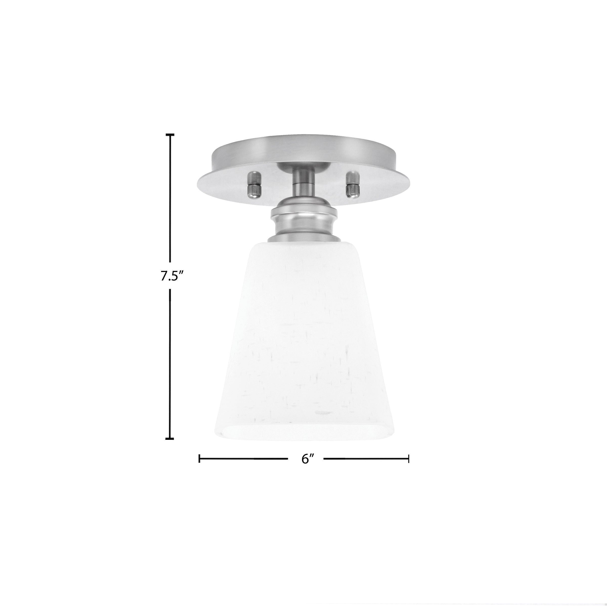 Edge One Light Semi-Flush Mount in Brushed Nickel with 4.5" Square White Muslin Shade