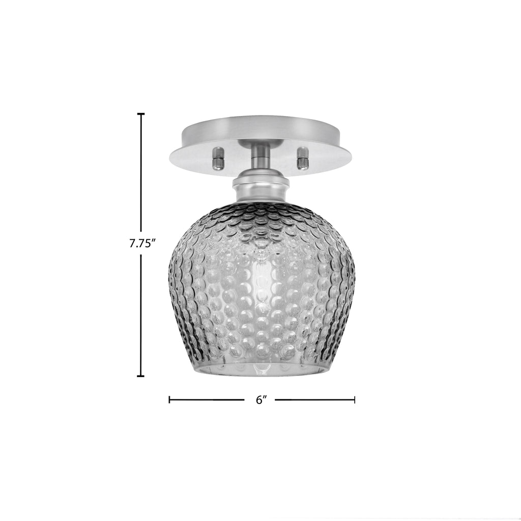 Edge One Light Semi-Flush Mount in Brushed Nickel with 6" Smoke Textured Shade