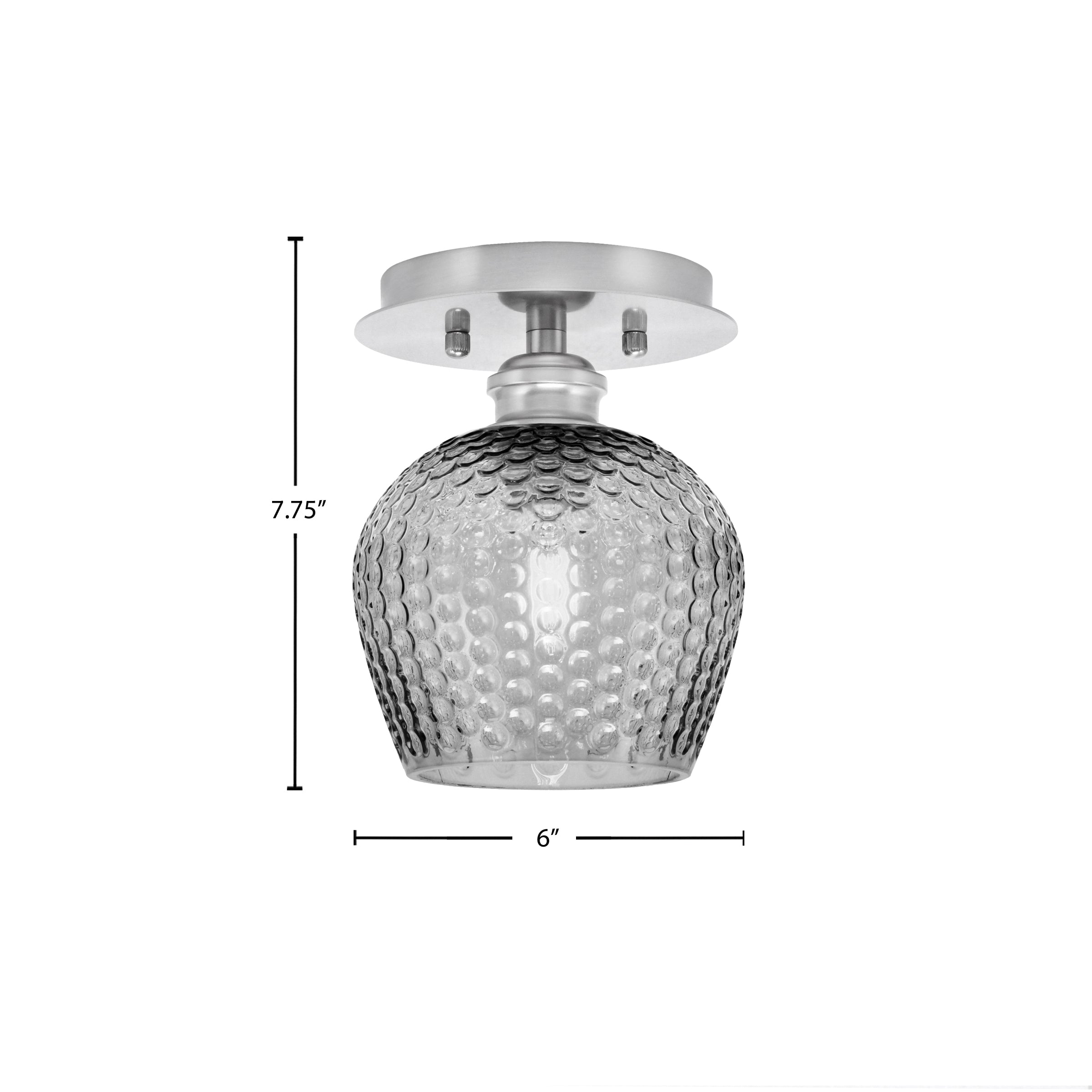 Edge One Light Semi-Flush Mount in Brushed Nickel with 6" Smoke Textured Shade