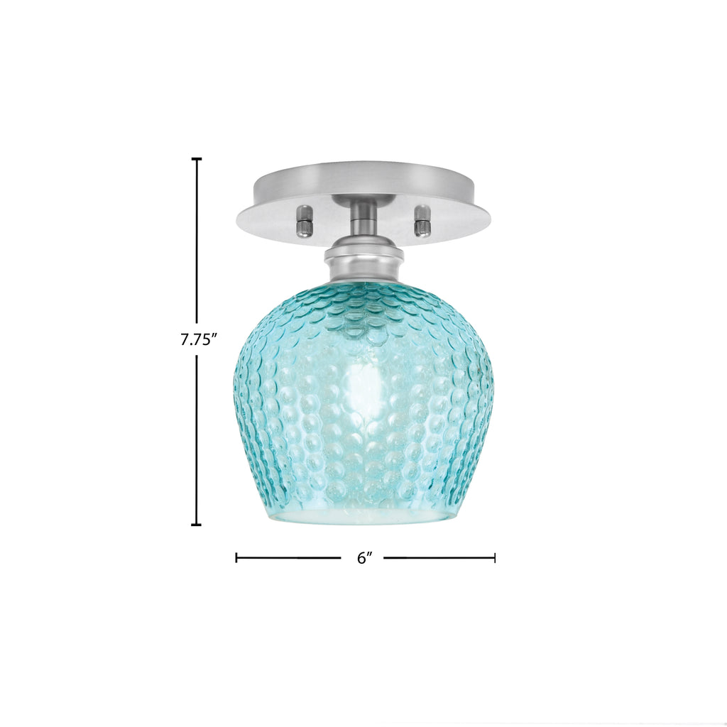 Edge One Light Semi-Flush Mount in Brushed Nickel with 6" Turquoise Textured Shade