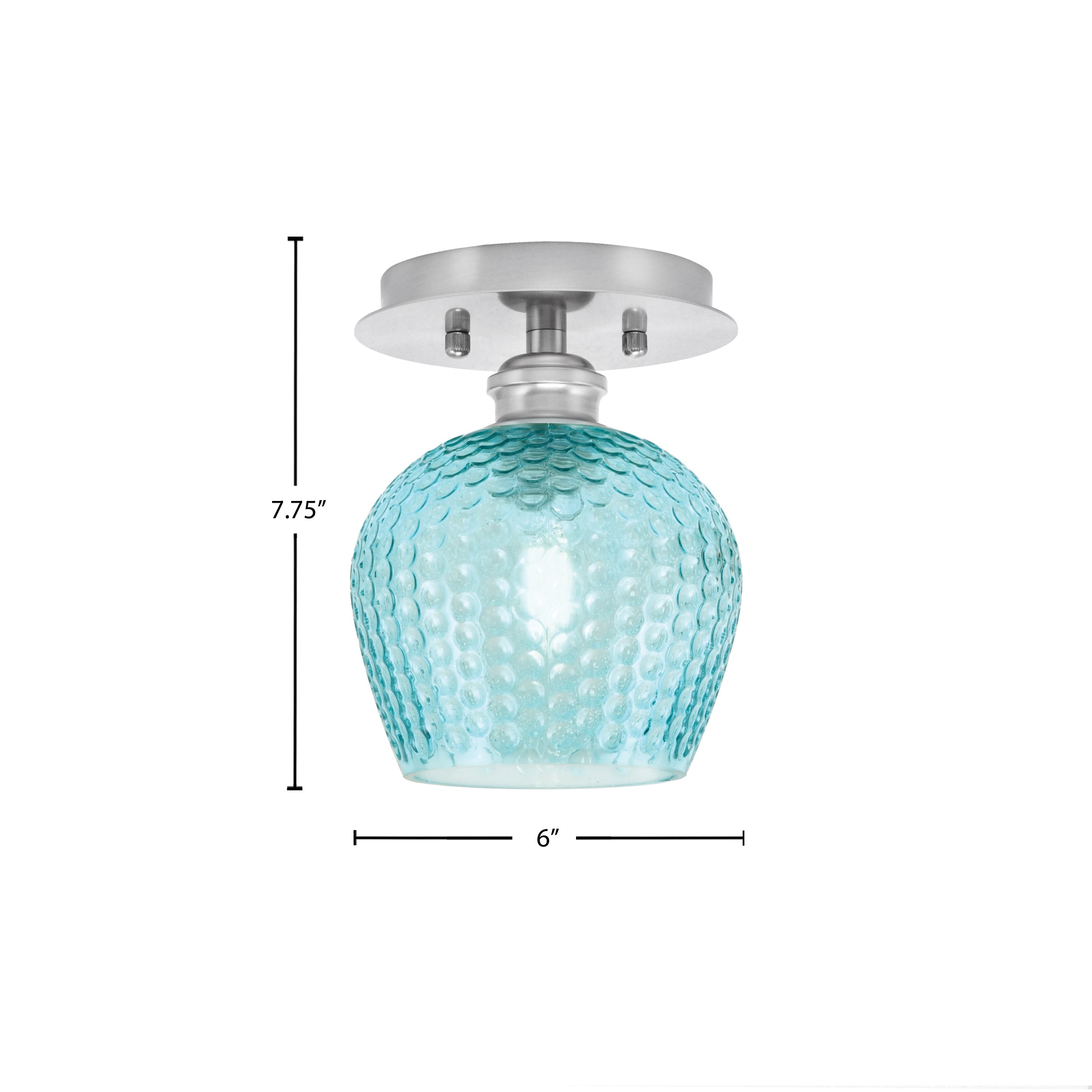 Edge One Light Semi-Flush Mount in Brushed Nickel with 6" Turquoise Textured Shade