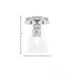Edge One Light Semi-Flush Mount in Brushed Nickel with 4.5" Square Clear Bubble Shade