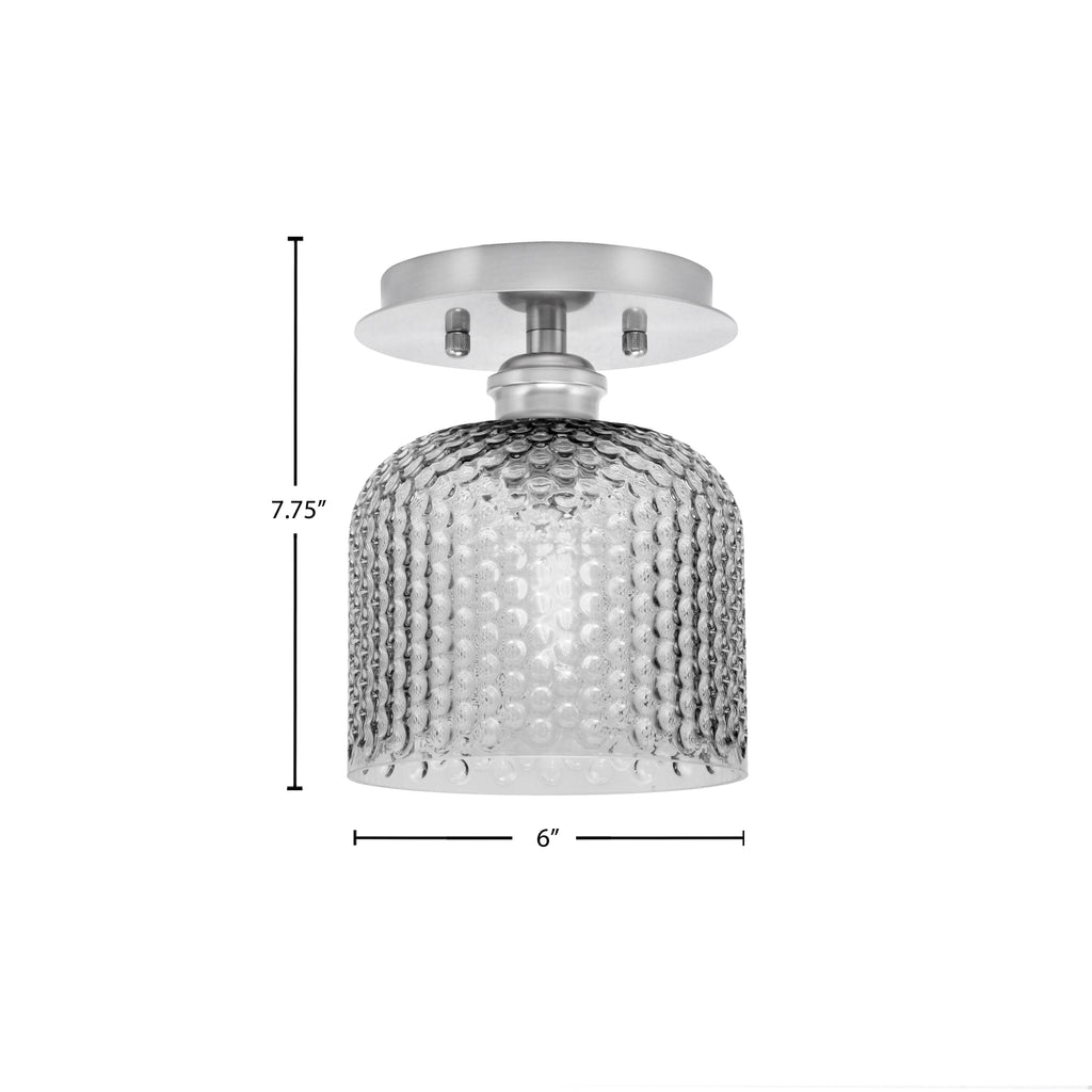 Edge One Light Semi-Flush Mount in Brushed Nickel with 6" Smoke Textured Shade