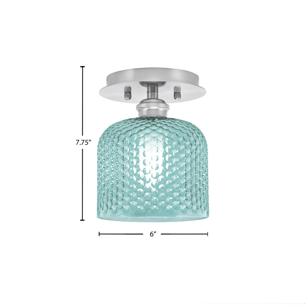 Edge One Light Semi-Flush Mount in Brushed Nickel with 6" Turquoise Textured Shade