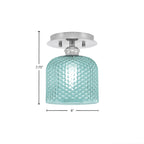 Edge One Light Semi-Flush Mount in Brushed Nickel with 6" Turquoise Textured Shade