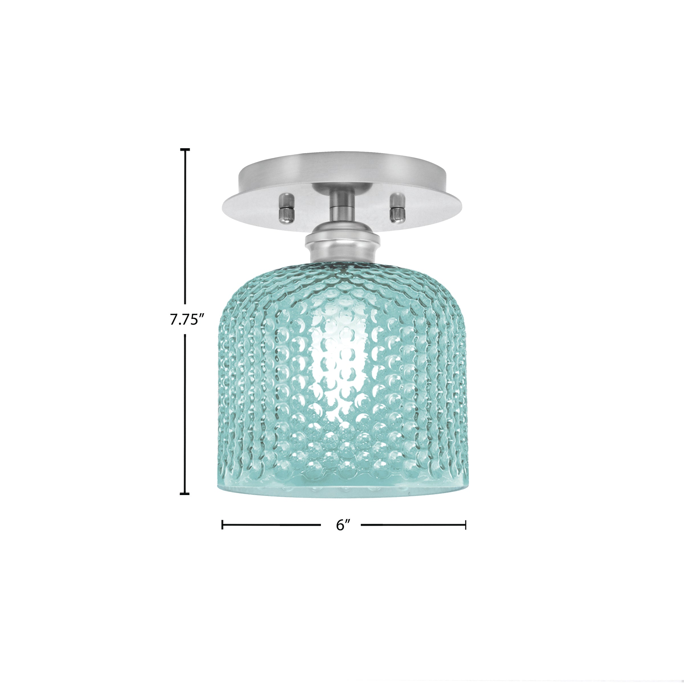 Edge One Light Semi-Flush Mount in Brushed Nickel with 6" Turquoise Textured Shade