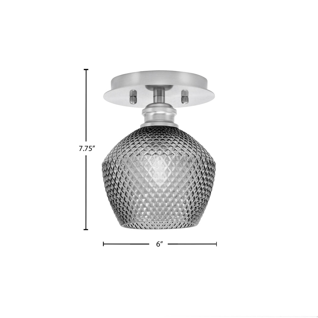 Edge One Light Semi-Flush Mount in Brushed Nickel with 6" Smoke Textured Shade