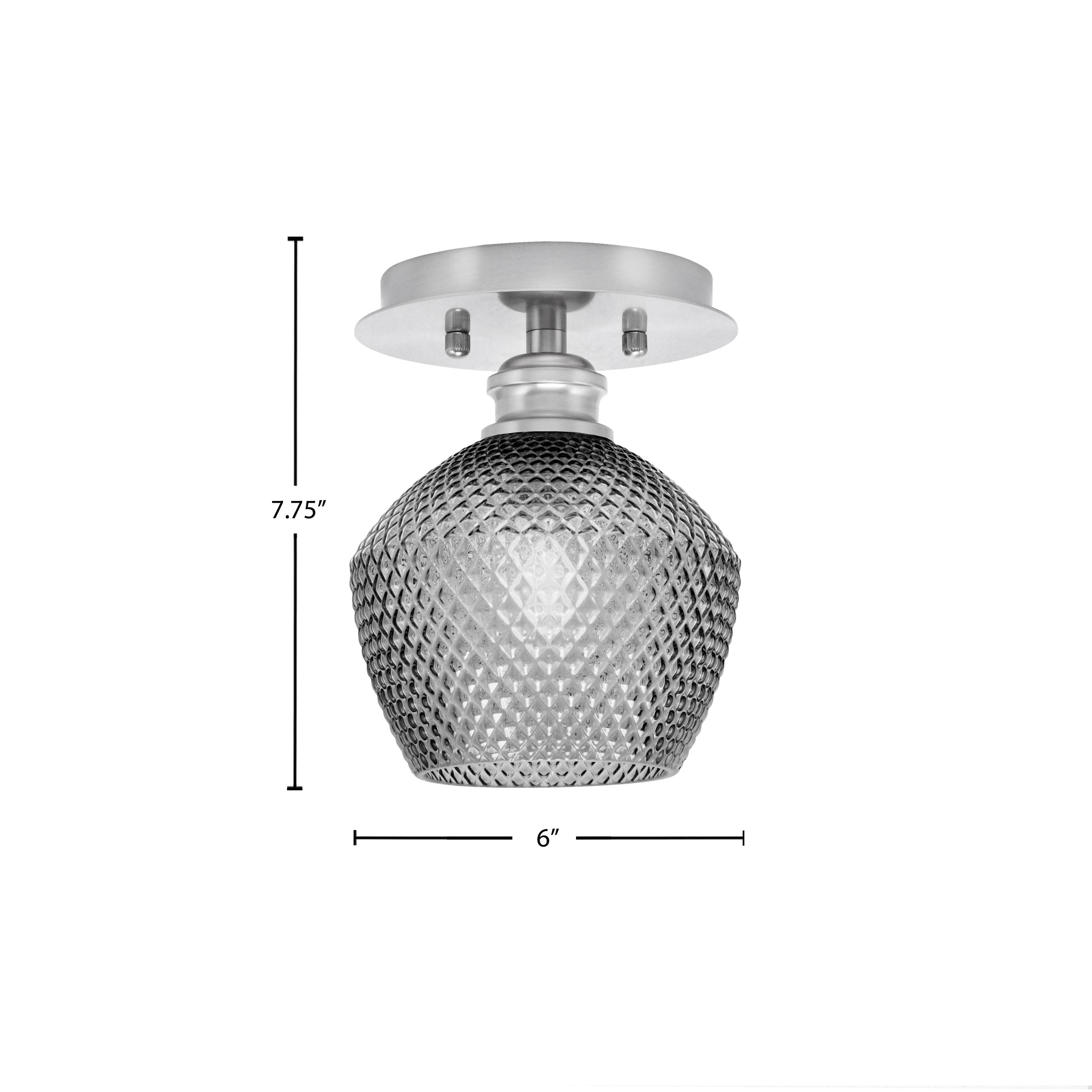 Edge One Light Semi-Flush Mount in Brushed Nickel with 6" Smoke Textured Shade