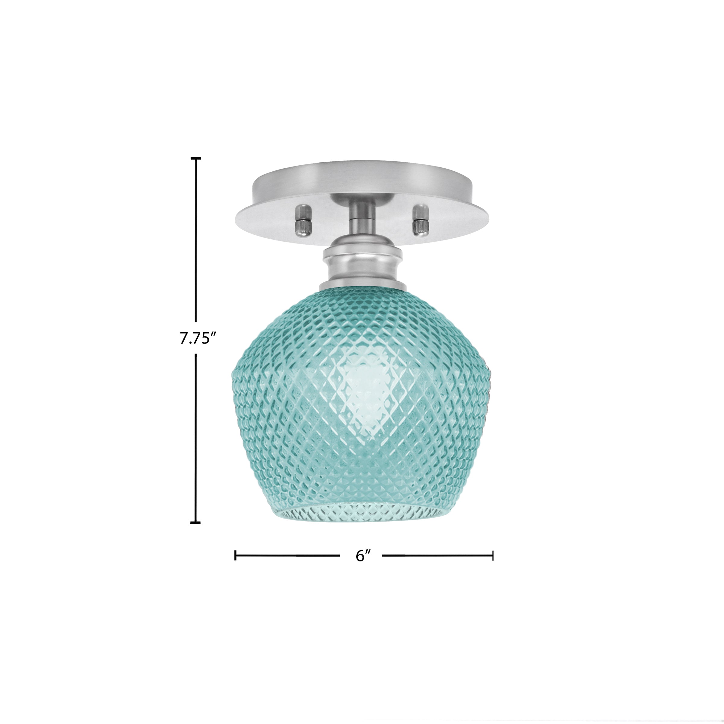 Edge One Light Semi-Flush Mount in Brushed Nickel with 6" Turquoise Textured Shade