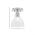 Edge One Light Semi-Flush Mount in Brushed Nickel with 6.25" Clear Bubble Shade