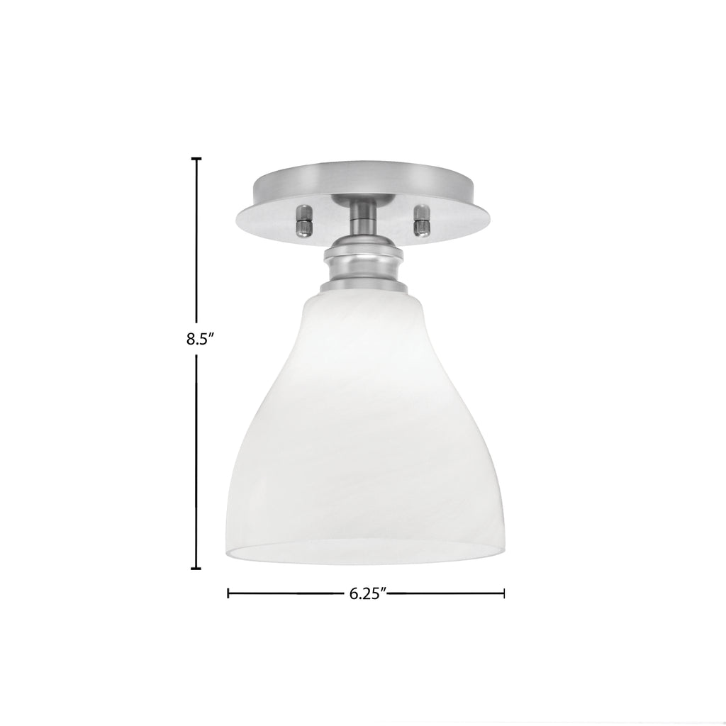 Edge One Light Semi-Flush Mount in Brushed Nickel with 6.25" White Marble Shade