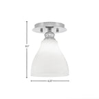 Edge One Light Semi-Flush Mount in Brushed Nickel with 6.25" White Marble Shade