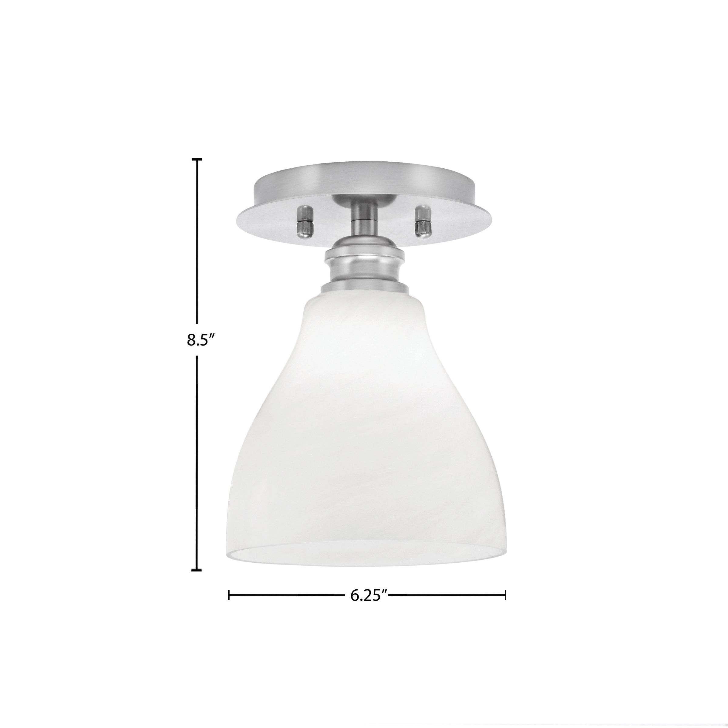 Edge One Light Semi-Flush Mount in Brushed Nickel with 6.25" White Marble Shade
