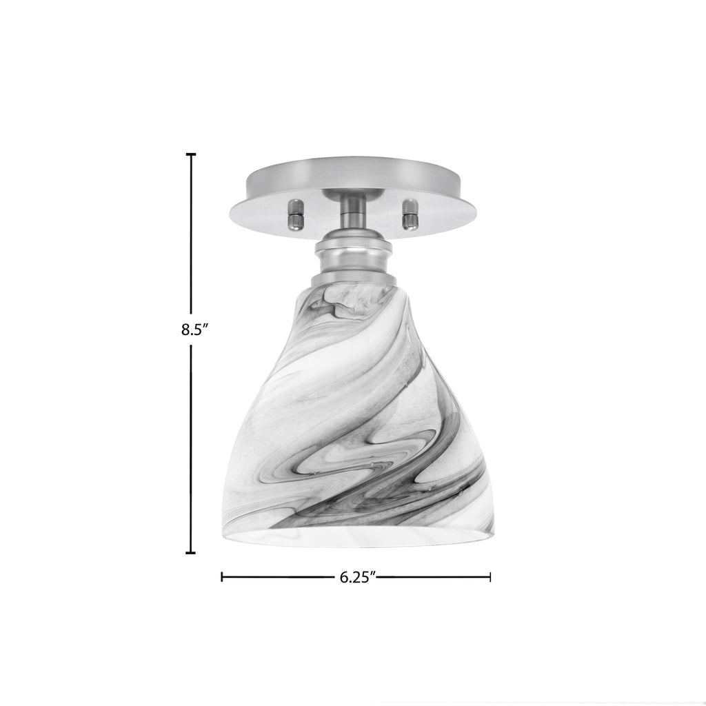 Edge One Light Semi-Flush Mount in Brushed Nickel with 6.25" Onyx Swirl Shade