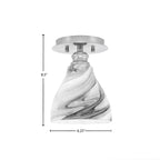 Edge One Light Semi-Flush Mount in Brushed Nickel with 6.25" Onyx Swirl Shade