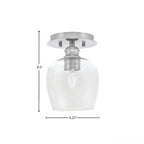 Edge One Light Semi-Flush Mount in Brushed Nickel with 6" Clear Bubble Shade