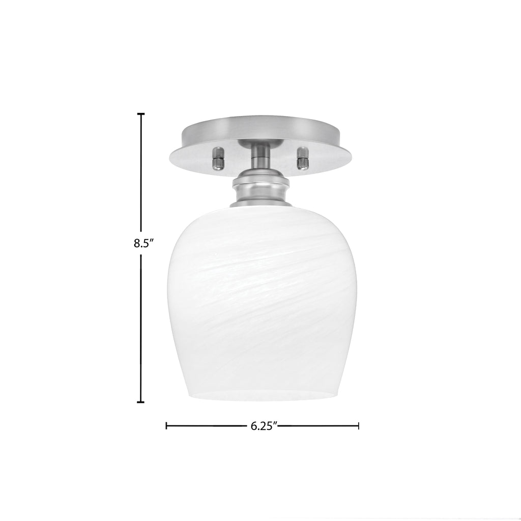 Edge One Light Semi-Flush Mount in Brushed Nickel with 6" White Marble Shade