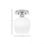 Edge One Light Semi-Flush Mount in Brushed Nickel with 6" White Marble Shade