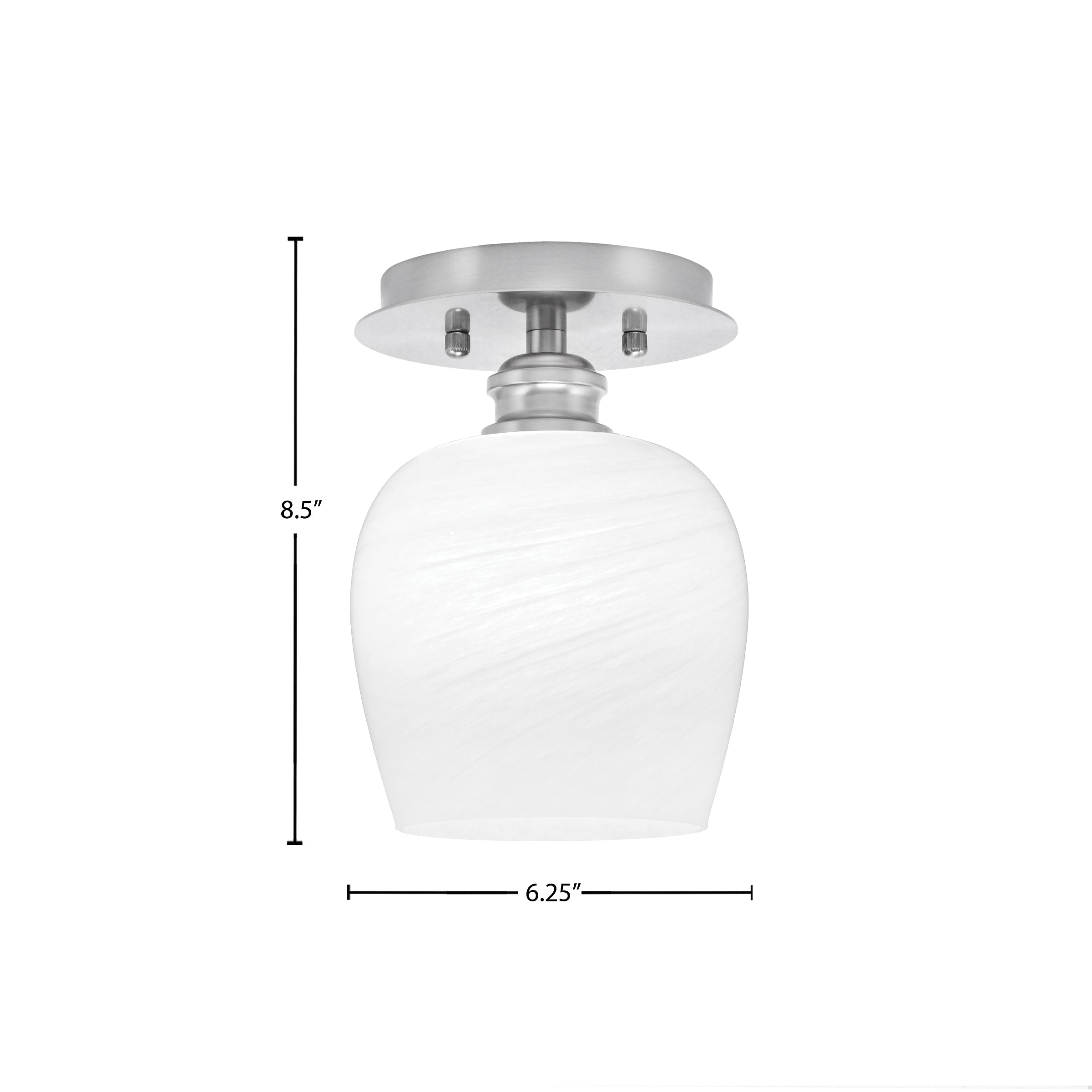 Edge One Light Semi-Flush Mount in Brushed Nickel with 6" White Marble Shade