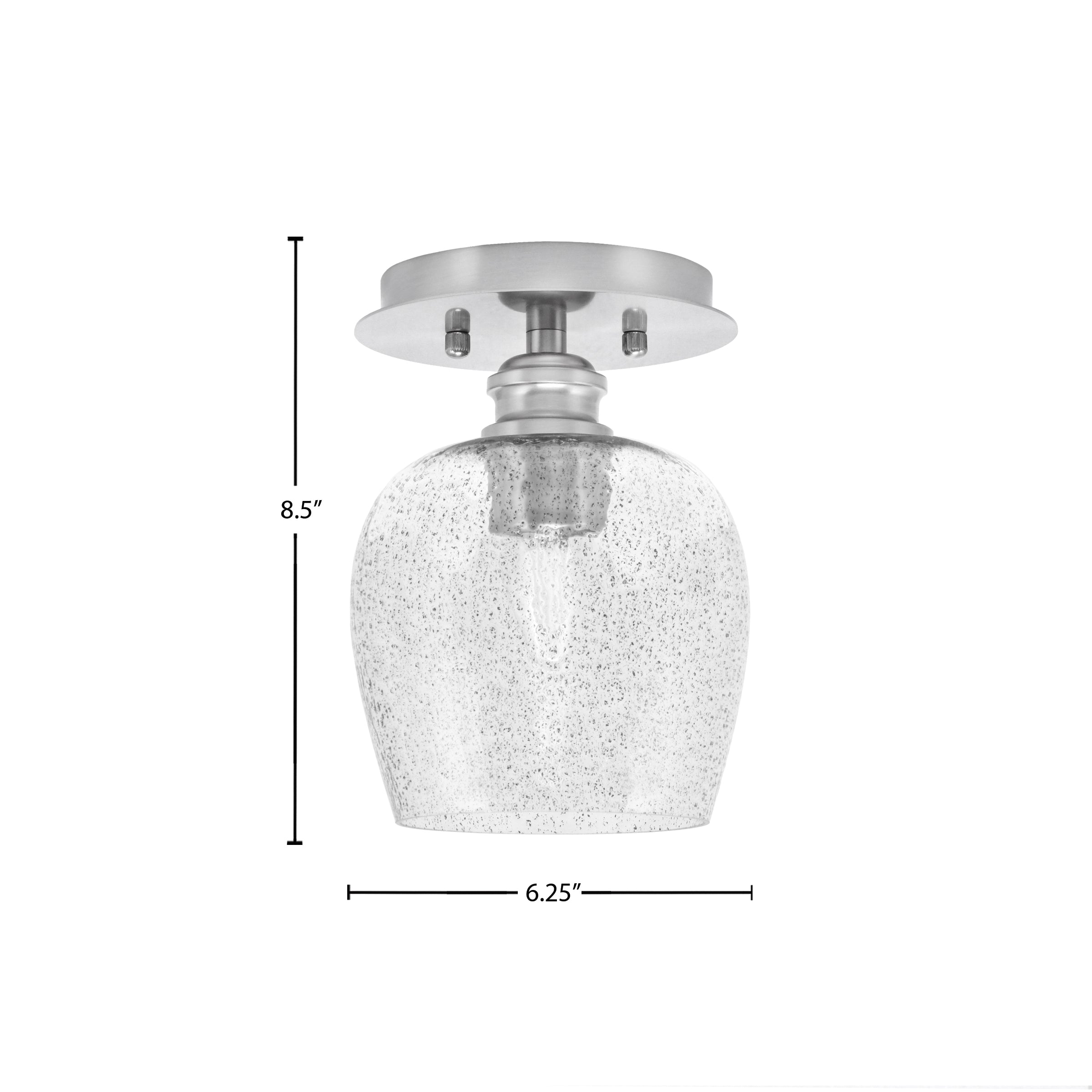 Edge One Light Semi-Flush Mount in Brushed Nickel with 6" Smoke Bubble Shade