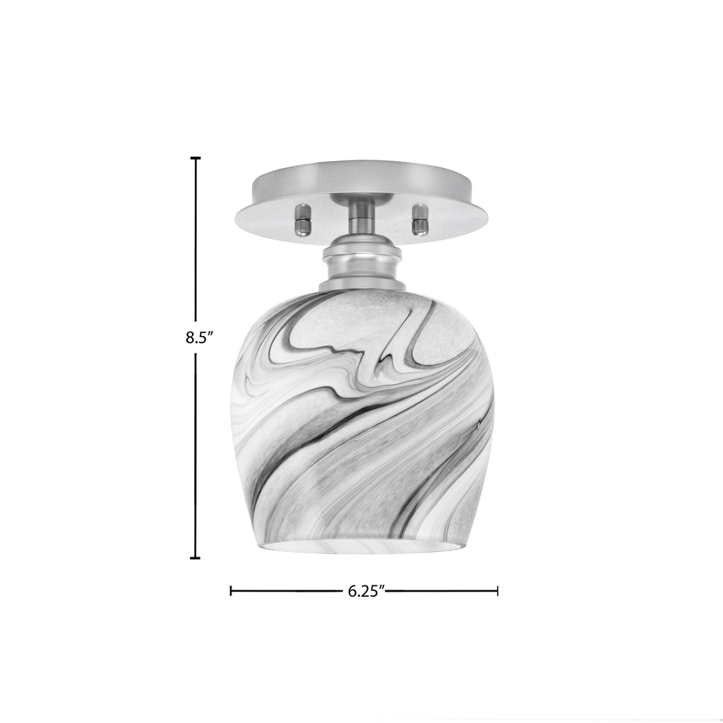 Edge One Light Semi-Flush Mount in Brushed Nickel with 6" Onyx Swirl Shade