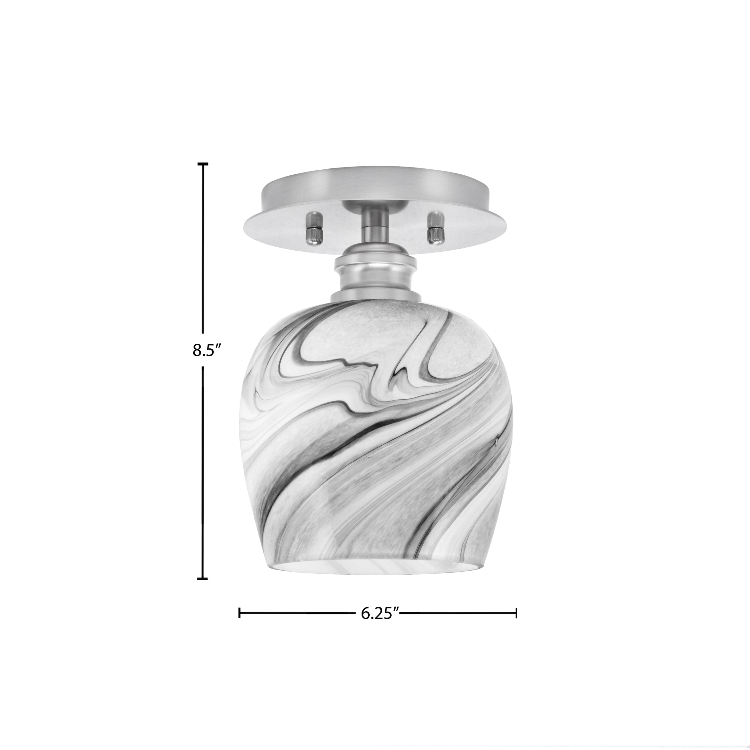 Edge One Light Semi-Flush Mount in Brushed Nickel with 6" Onyx Swirl Shade