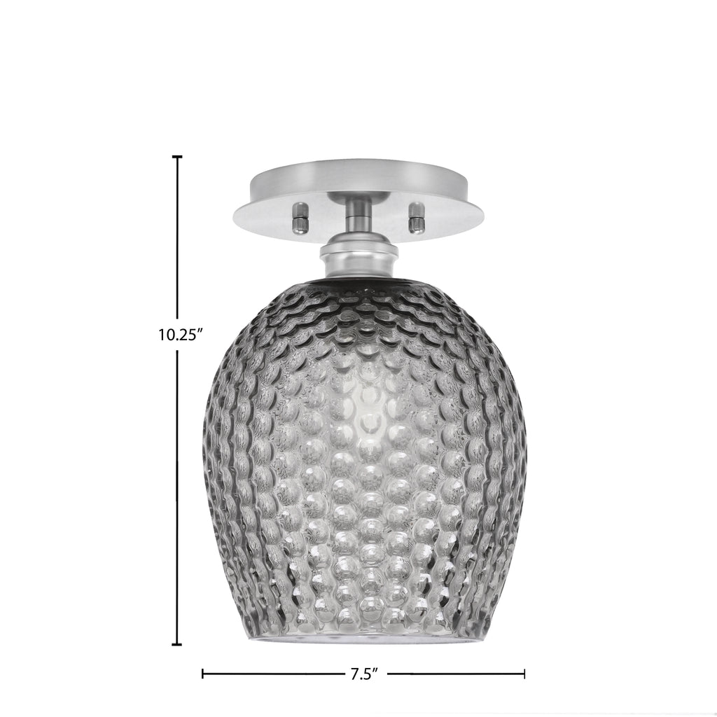 Edge One Light Semi-Flush Mount in Brushed Nickel with 7.5" Smoke Textured Shade