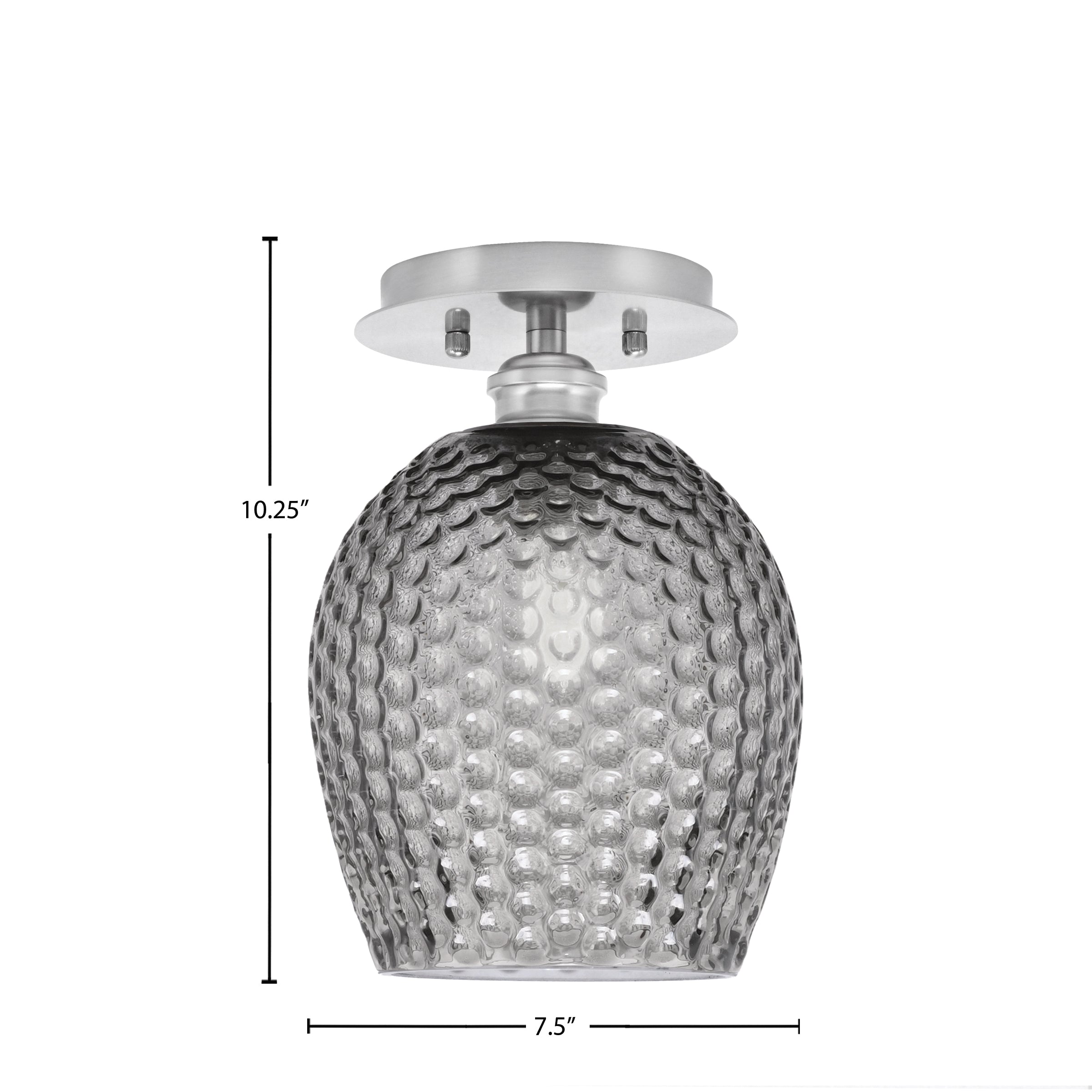 Edge One Light Semi-Flush Mount in Brushed Nickel with 7.5" Smoke Textured Shade