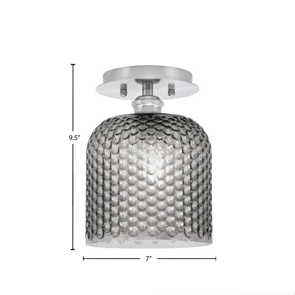 Edge One Light Semi-Flush Mount in Brushed Nickel with 7" Smoke Textured Shade