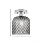 Edge One Light Semi-Flush Mount in Brushed Nickel with 7" Smoke Textured Shade