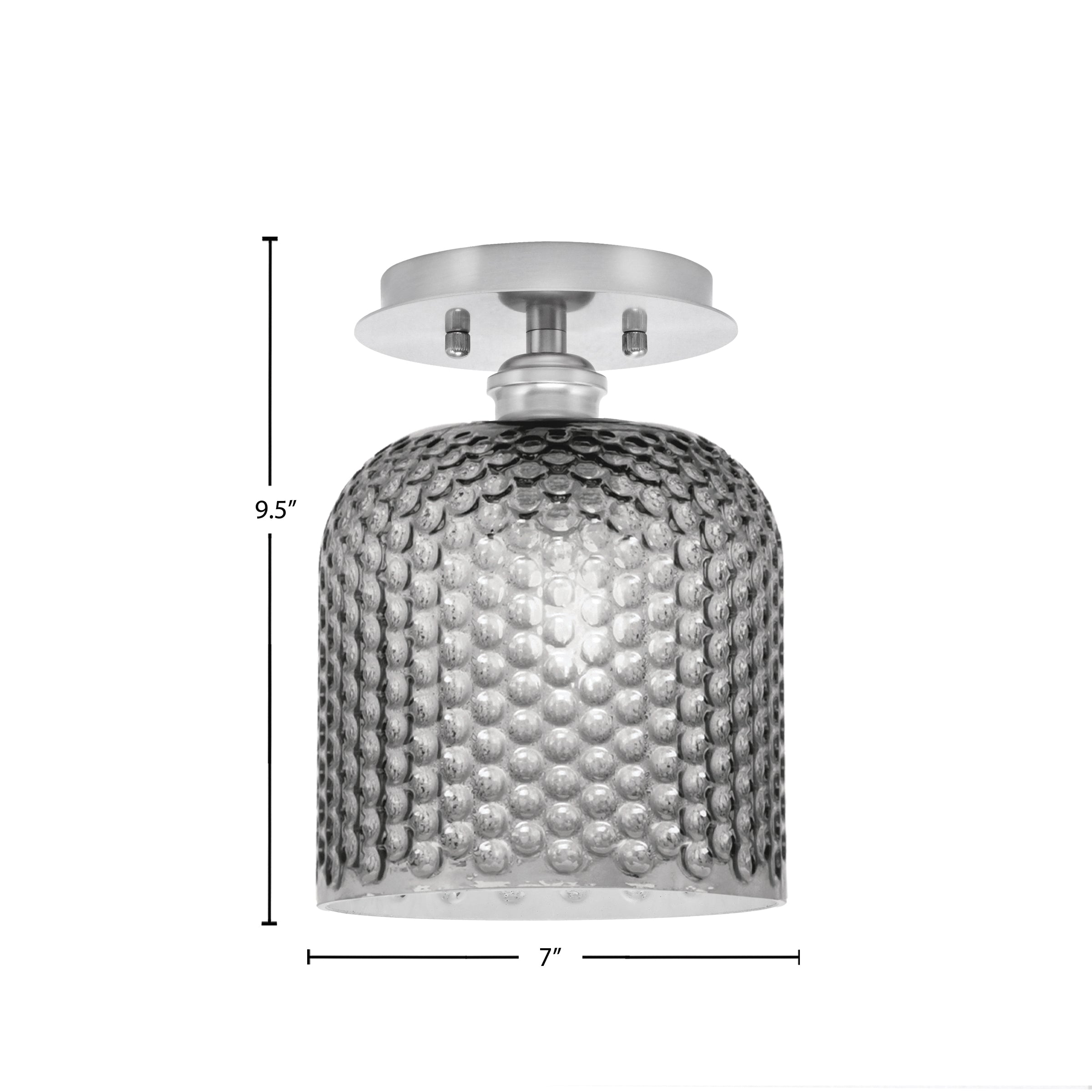 Edge One Light Semi-Flush Mount in Brushed Nickel with 7" Smoke Textured Shade