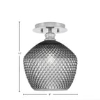 Edge One Light Semi-Flush Mount in Brushed Nickel with 9" Smoke Textured Shade