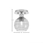 Edge One Light Semi-Flush Mount in Brushed Nickel with 6" Clear Ribbed Shade