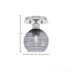 Edge One Light Semi-Flush Mount in Brushed Nickel with 6" Smoke Ribbed Shade