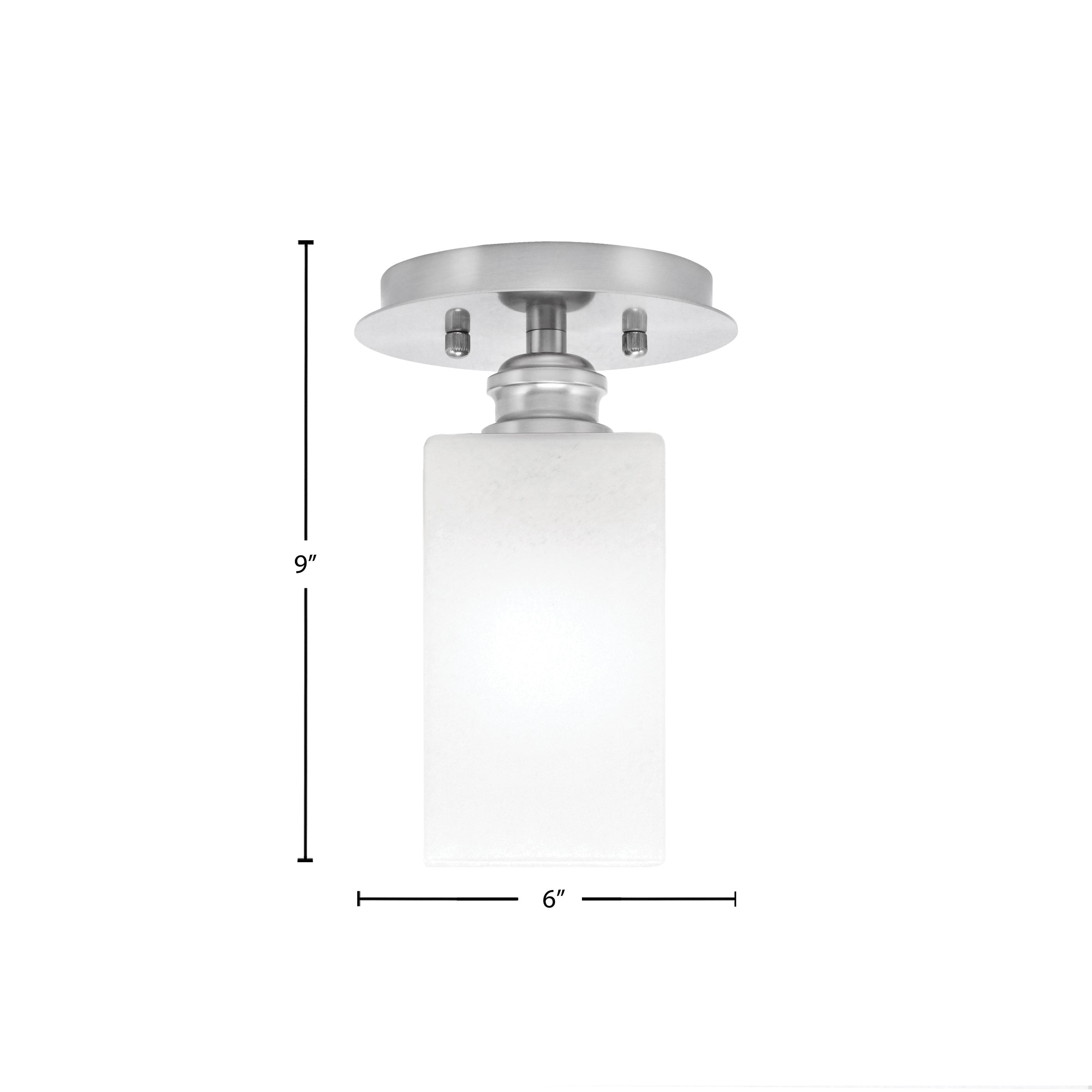Edge One Light Semi-Flush Mount in Brushed Nickel with 3.5" Square White Marble Shade