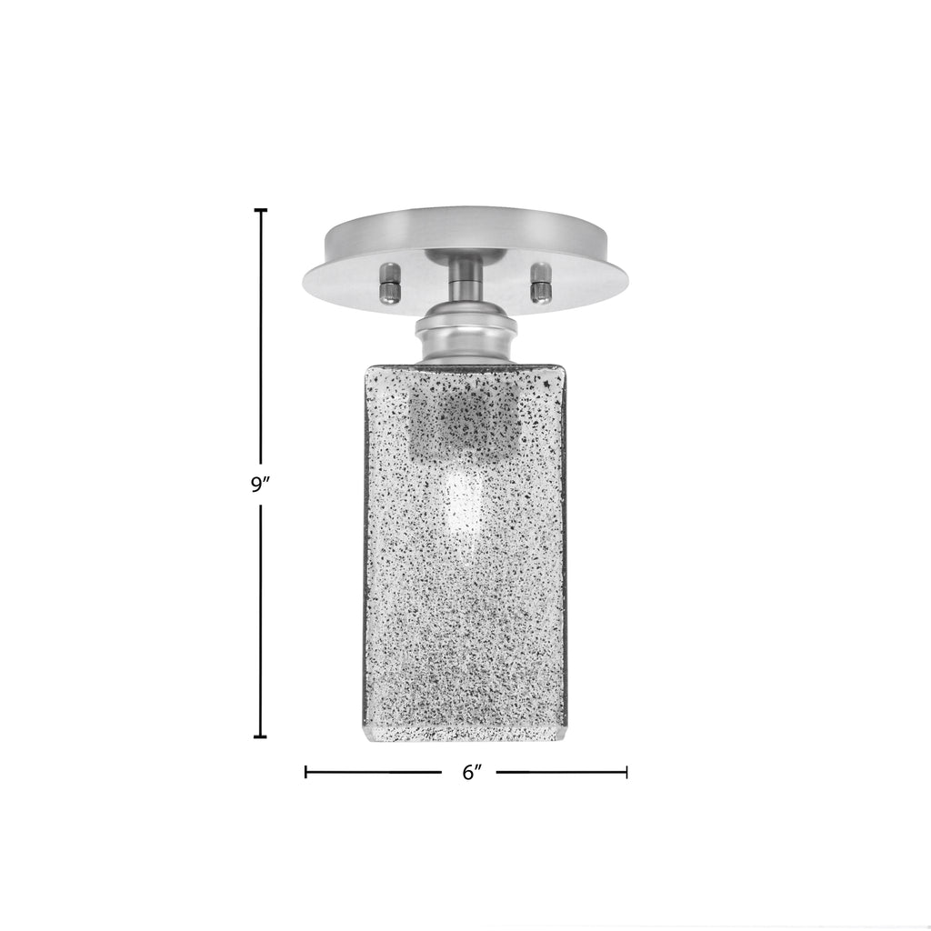 Edge One Light Semi-Flush Mount in Brushed Nickel with 3.5" Square Smoke Bubble Shade
