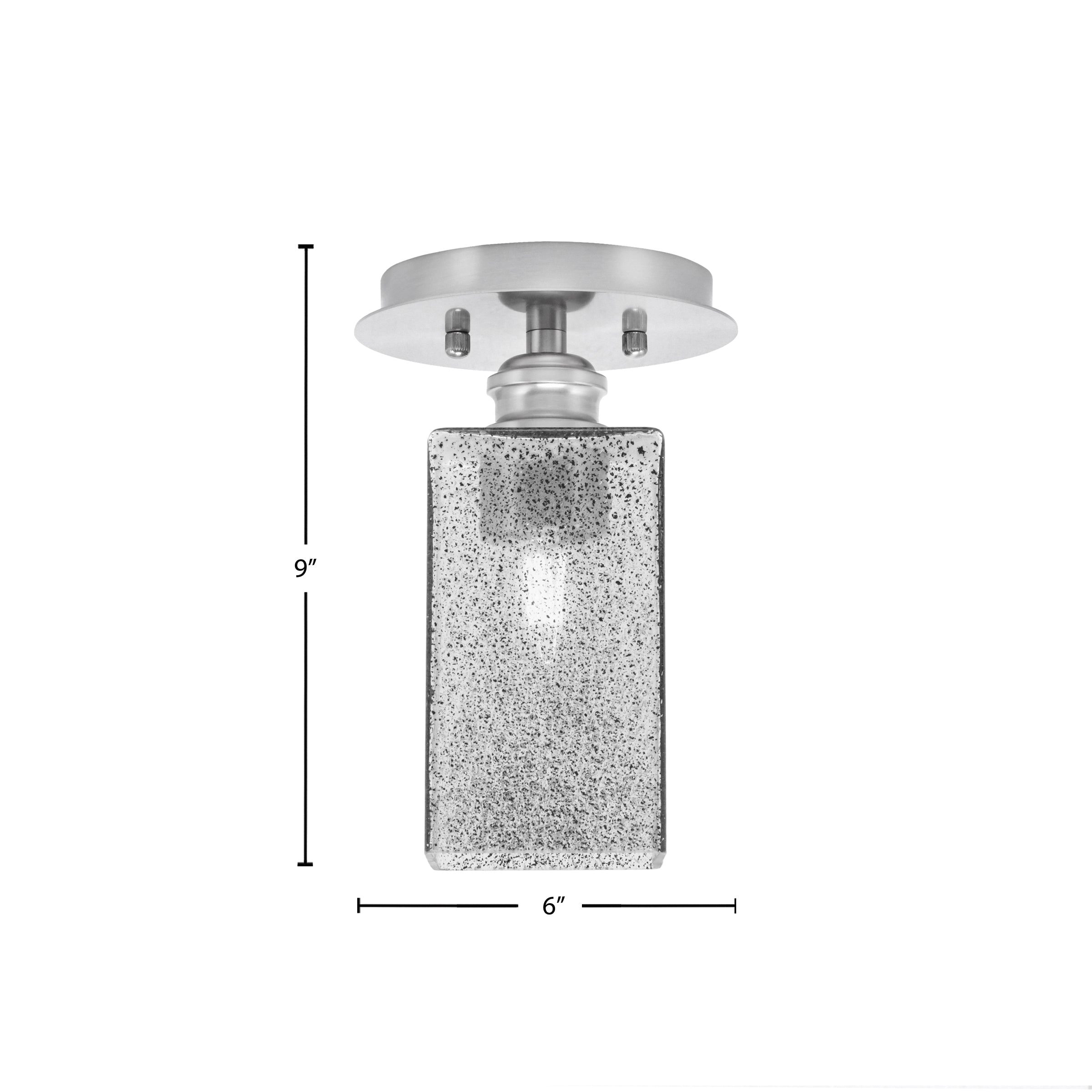Edge One Light Semi-Flush Mount in Brushed Nickel with 3.5" Square Smoke Bubble Shade