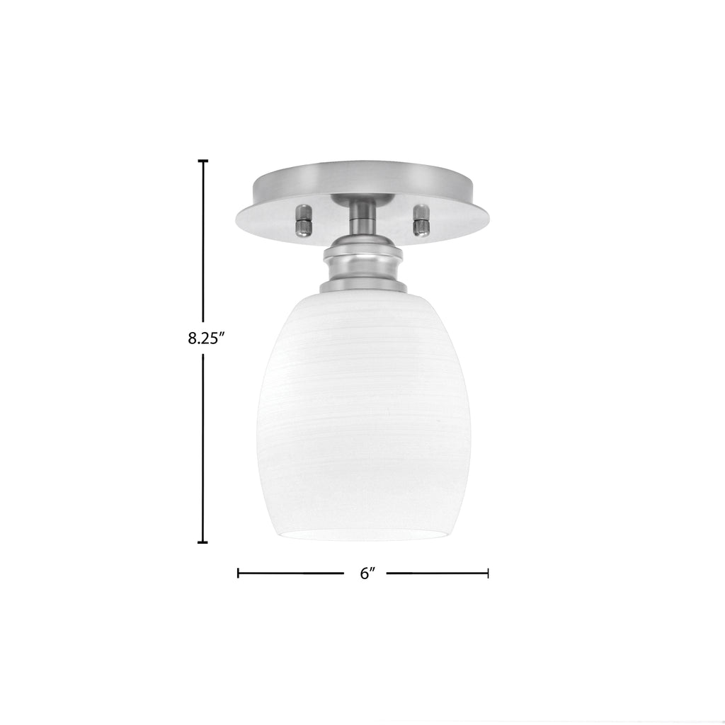 Edge One Light Semi-Flush Mount in Brushed Nickel with 5" White Linen Shade