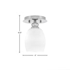 Edge One Light Semi-Flush Mount in Brushed Nickel with 5" White Linen Shade