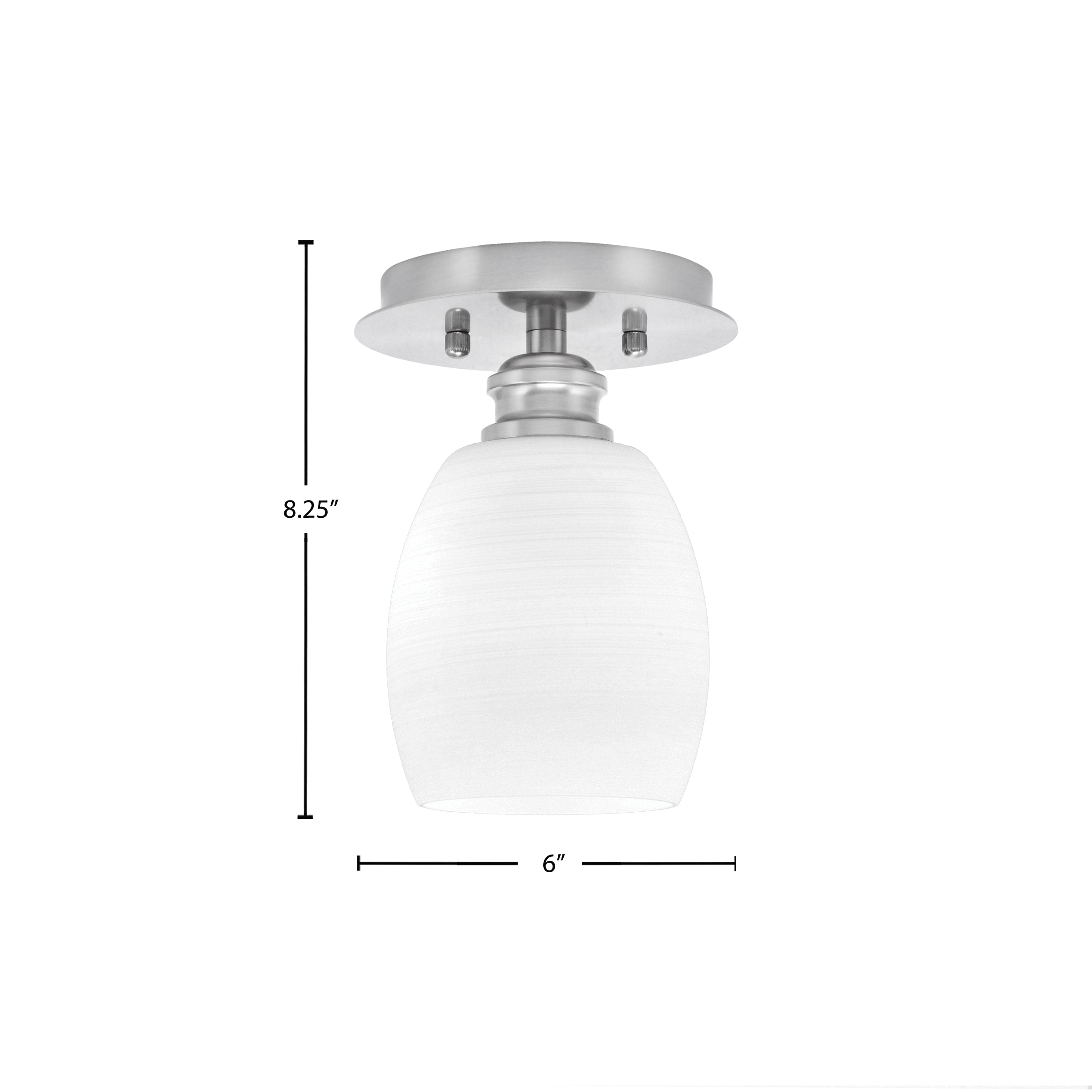 Edge One Light Semi-Flush Mount in Brushed Nickel with 5" White Linen Shade